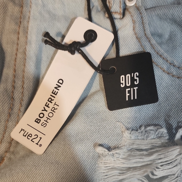 Rue21 Blue Distressed Jean Shorts with Frayed Hem - Picture 3 of 6